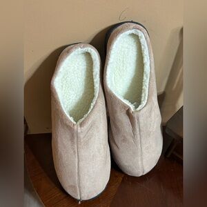 Men's Cozy Faux-Suede Slip-On Slippers - Taupe